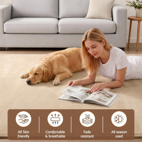 Artiss Tatami Mat Floor Mattress 3cm Thick Futon Mattresses Mellow Mat Rugs Living Room Beige - SportZone.co.nz