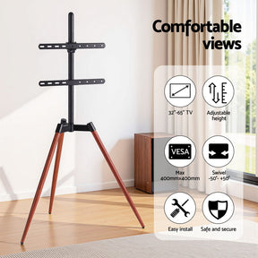 Artiss TV Stand 32 - 65 inch LED LCD Screen Wooden Tripod Easel Height Adjustable - SportZone.co.nz
