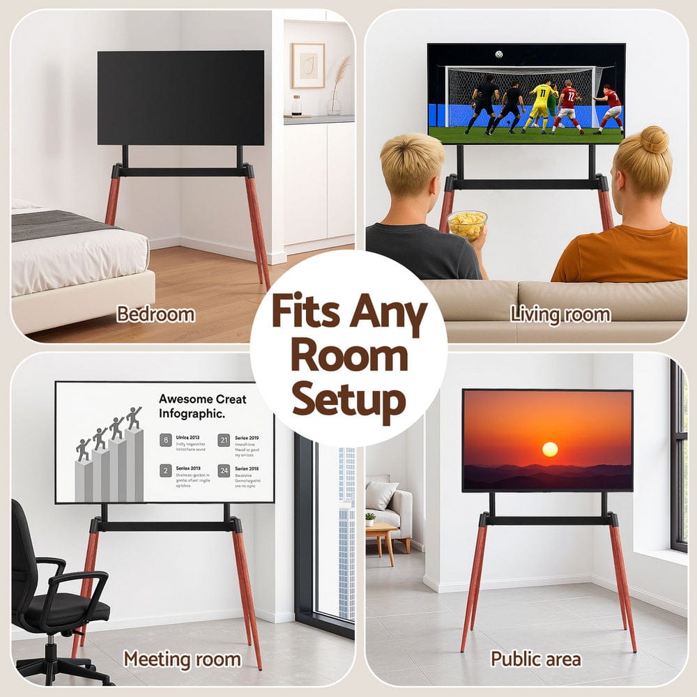 Artiss TV Stand 32 - 75 inch LED LCD Screen Wooden Floor Easel Height Adjustable - SportZone.co.nz