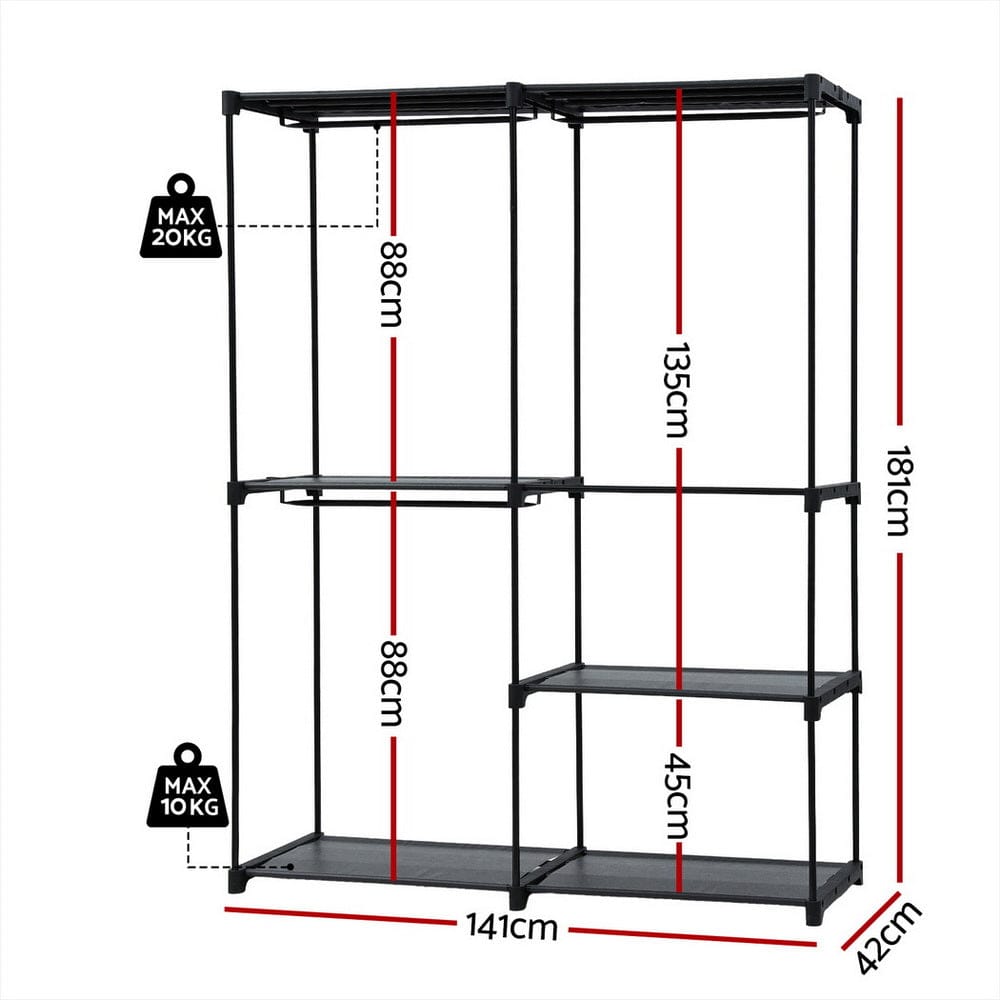Artiss Wardrobe Clothes Rack Closet 181cm - SportZone.co.nz