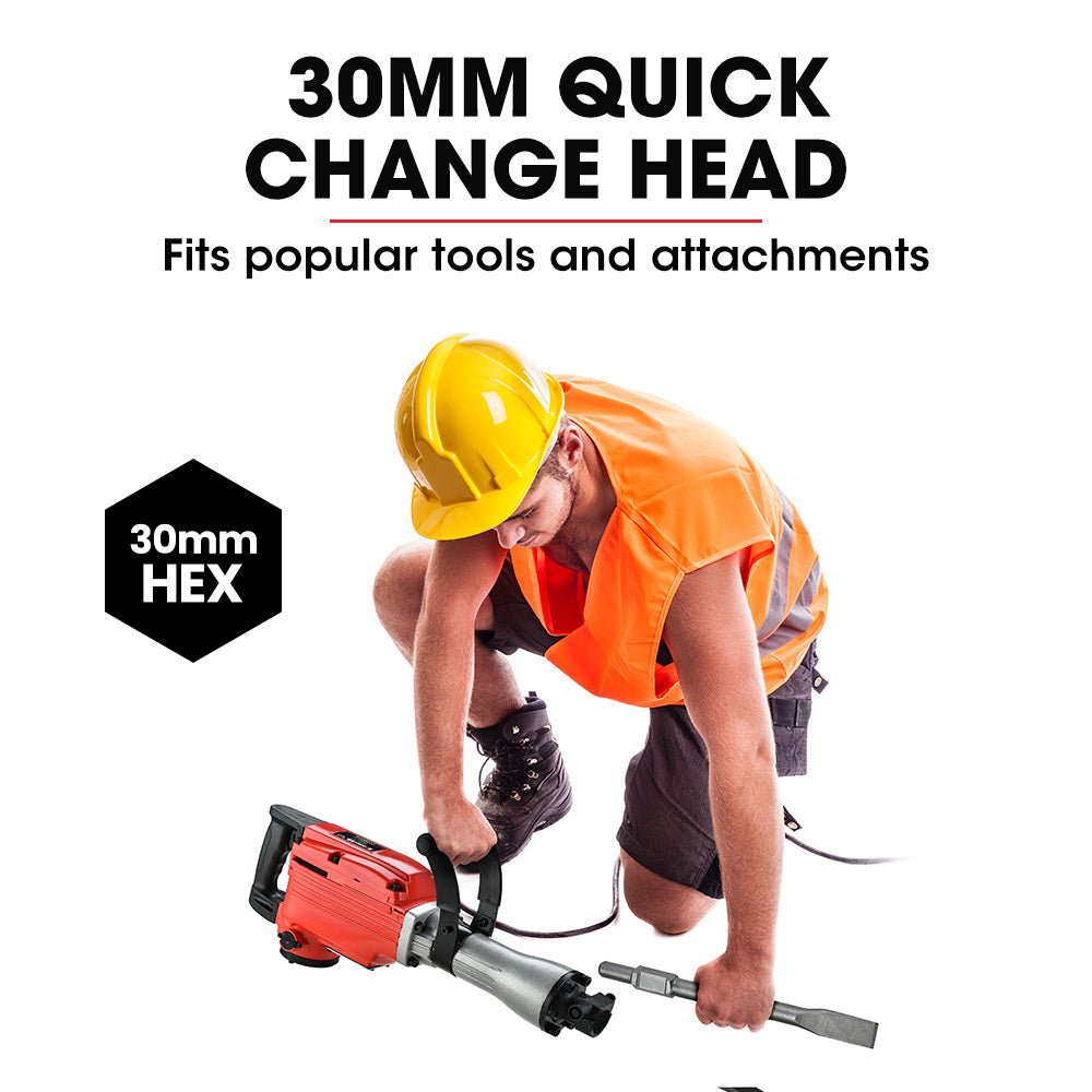 Baumr-AG 2200W Electric Demolition Jackhammer | Pro Concrete Breaker with 3 Chisels - SportZone.co.nz