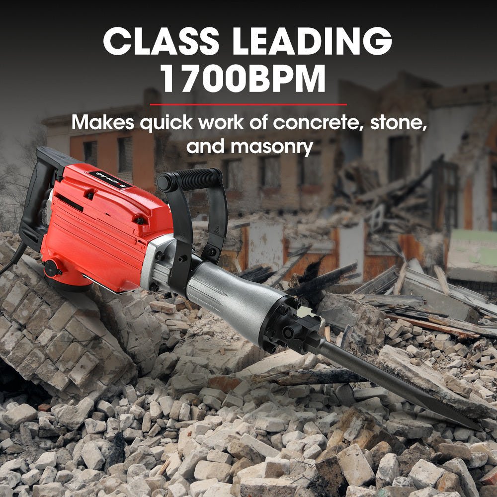 Baumr-AG 2200W Electric Demolition Jackhammer | Pro Concrete Breaker with 3 Chisels - SportZone.co.nz