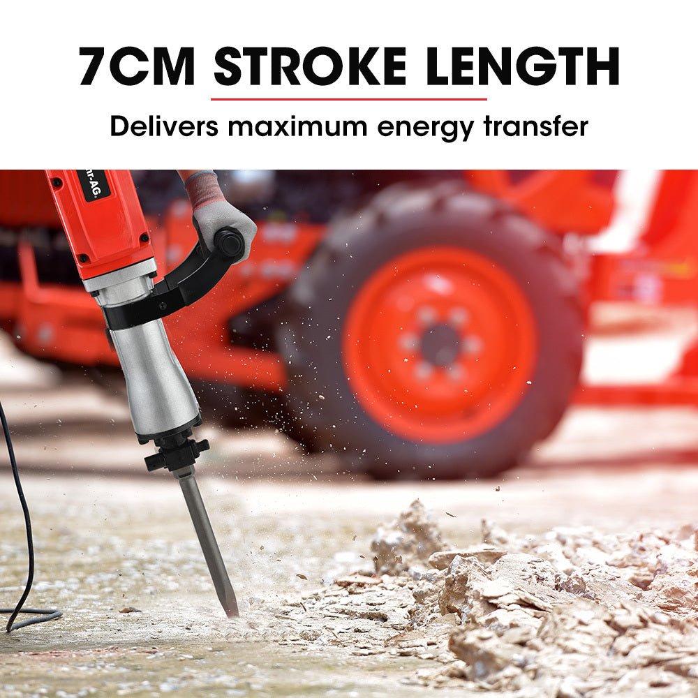 Baumr-AG 2200W Electric Demolition Jackhammer | Pro Concrete Breaker with 3 Chisels - SportZone.co.nz