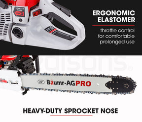 BAUMR-AG 72cc Petrol Chainsaw 24" Bar E-Start Top Handle Saw - SportZone.co.nz