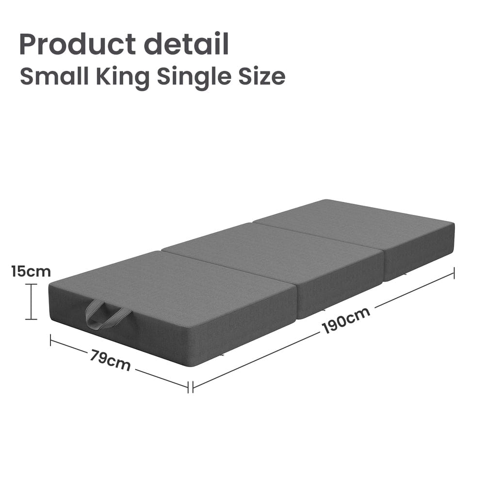 BedStory Folding Mattress Small King Single Trifold Mattress Firm Support Foam Washable Cover 15cm - SportZone.co.nz