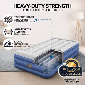 Bestway Air Mattress Inflatable Bed 46cm Airbed Single Blue - SportZone.co.nz