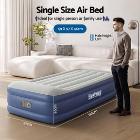 Bestway Air Mattress Inflatable Bed 46cm Airbed Single Blue - SportZone.co.nz