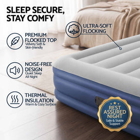 Bestway Air Mattress Inflatable Bed 46cm Airbed Single Blue - SportZone.co.nz