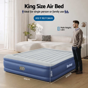 Bestway Air Mattress King Inflatable Bed 56cm Airbed Blue - SportZone.co.nz
