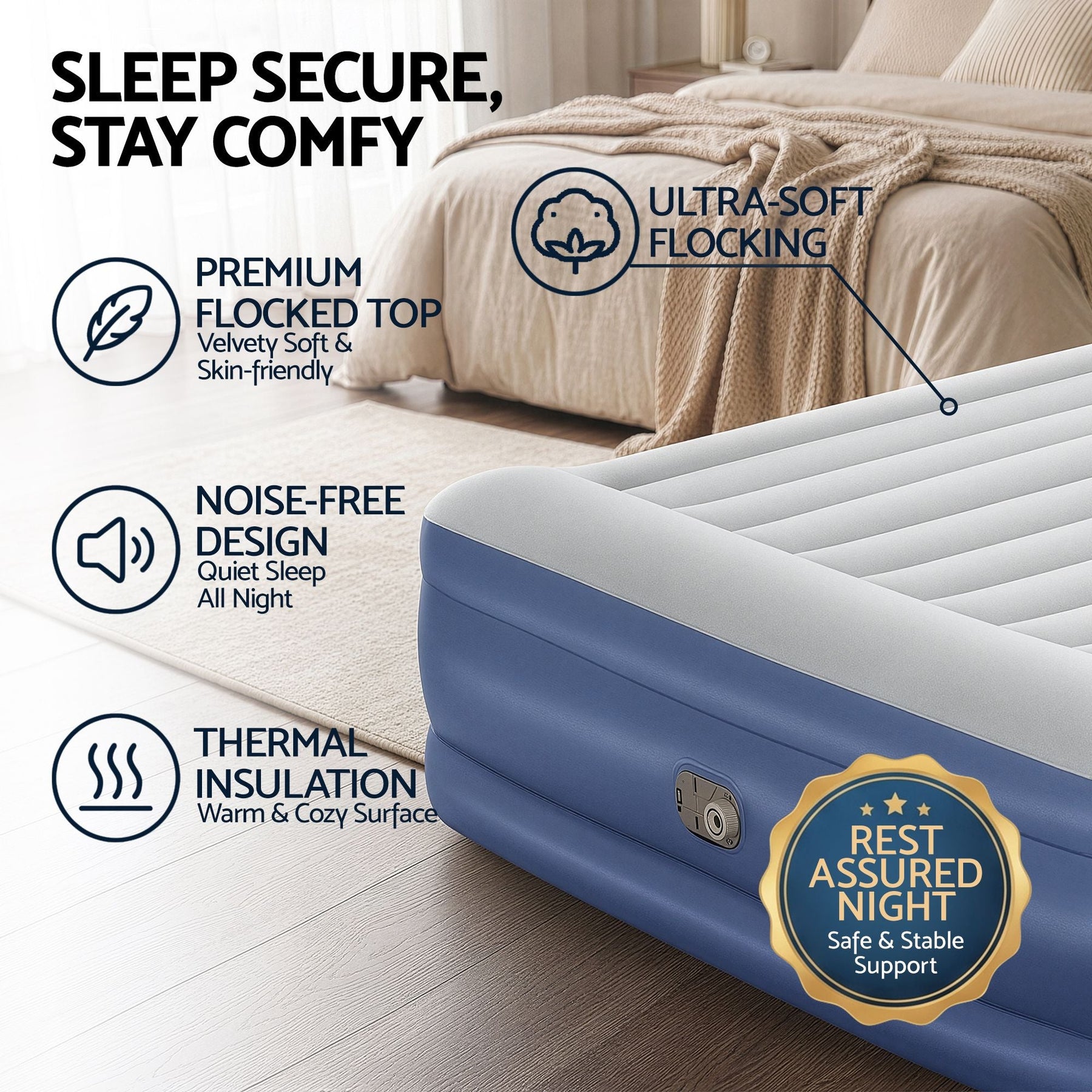 Bestway Air Mattress King Inflatable Bed 56cm Airbed Blue - SportZone.co.nz