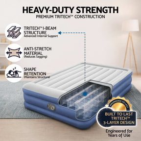Bestway Air Mattress Queen Inflatable Bed 46cm Airbed Blue - SportZone.co.nz