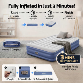 Bestway Air Mattress Queen Inflatable Bed 46cm Airbed Blue - SportZone.co.nz