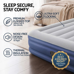 Bestway Air Mattress Queen Inflatable Bed 46cm Airbed Blue - SportZone.co.nz