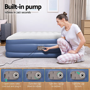 Bestway Air Mattress Queen Inflatable Bed 46cm Airbed Blue - SportZone.co.nz