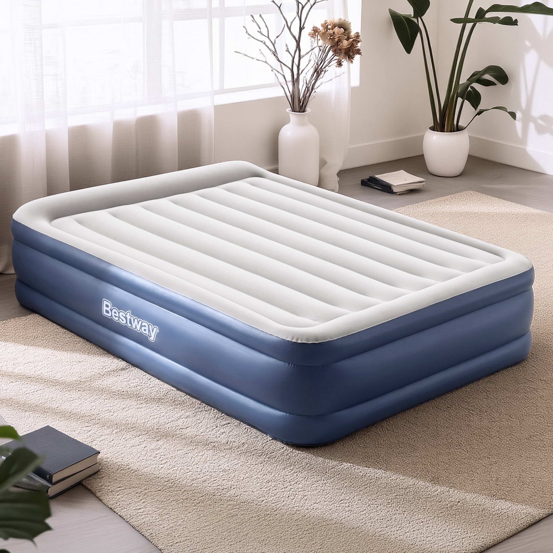 Bestway Air Mattress Queen Inflatable Bed 46cm Airbed Blue - SportZone.co.nz