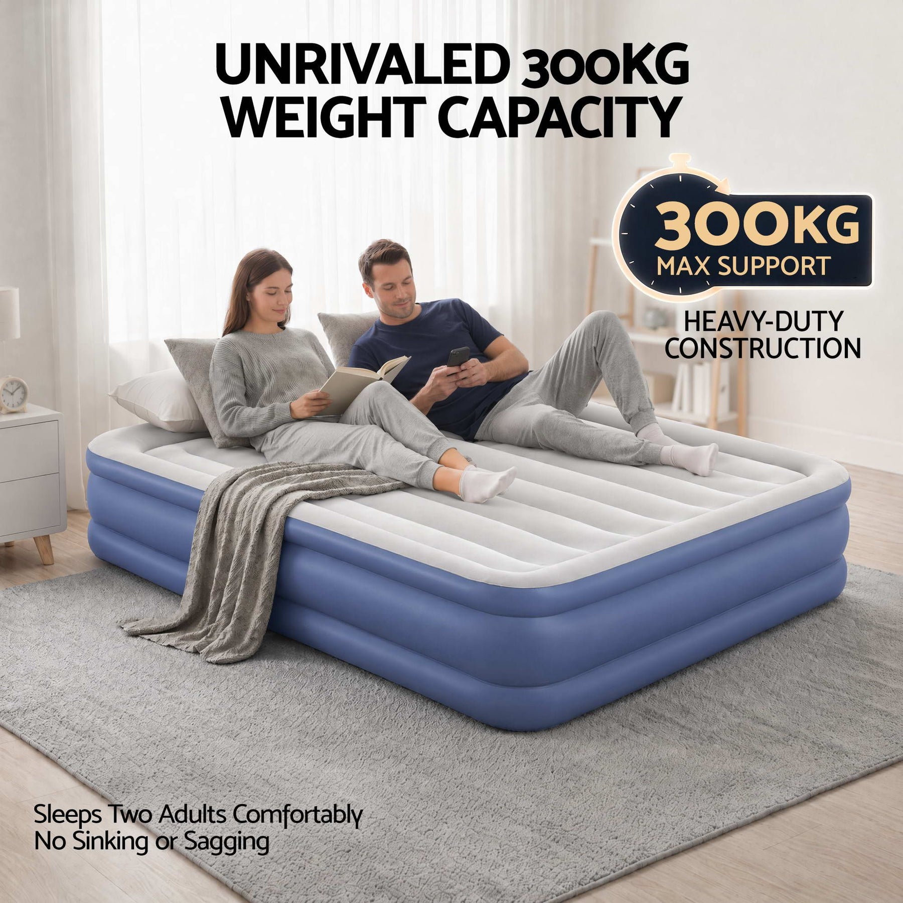 Bestway Air Mattress Queen Inflatable Bed 46cm Airbed Blue - SportZone.co.nz