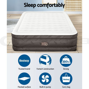 Bestway Air Mattress Queen Inflatable Bed 46cm Airbed Grey - SportZone.co.nz