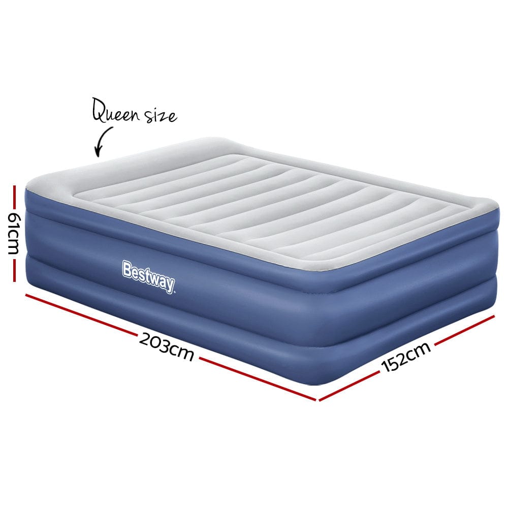 Bestway Air Mattress Queen Inflatable Bed 61cm Airbed Blue - SportZone.co.nz