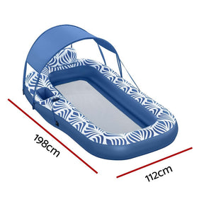Bestway Inflatable Floating Float Lounger with Sunshade Canopy 1.98Mx1.12M Blue - SportZone.co.nz