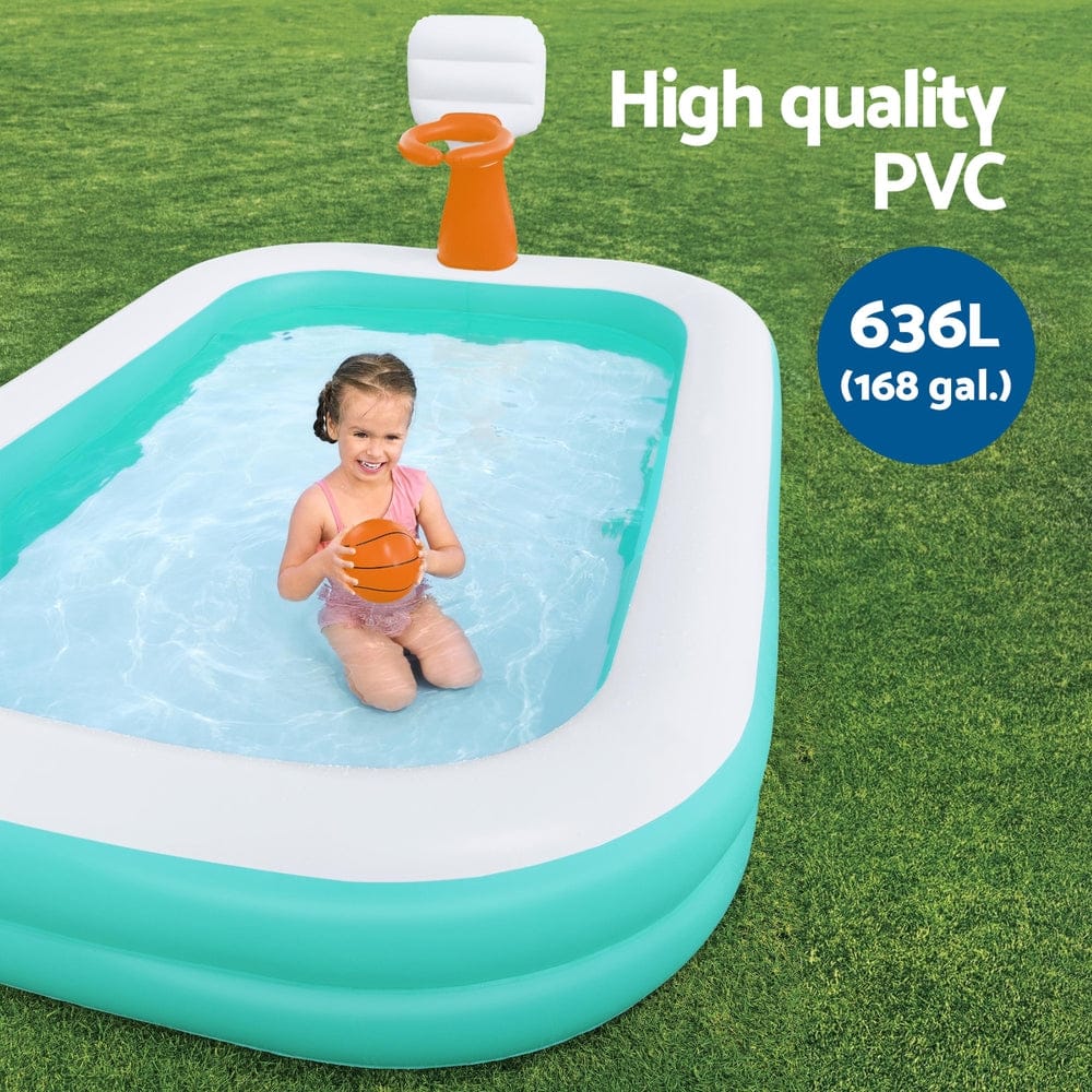 Bestway Kids Inflatable Pool Above Ground Play Pools Basketball Hoop 251x168cm - SportZone.co.nz
