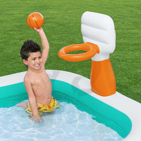 Bestway Kids Inflatable Pool Above Ground Play Pools Basketball Hoop 251x168cm - SportZone.co.nz