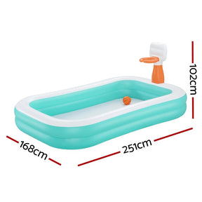 Bestway Kids Inflatable Pool Above Ground Play Pools Basketball Hoop 251x168cm - SportZone.co.nz