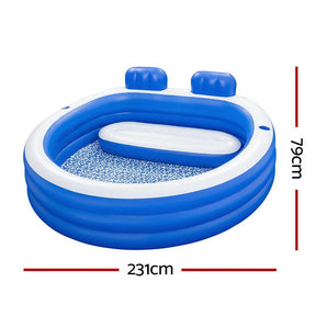 Bestway Kids Inflatable Pool Above Ground Pools Bench Seat Cup Holder 231x219cm - SportZone.co.nz