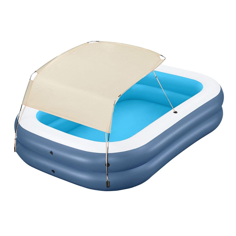 Bestway Kids Inflatable Pool Above Ground Splash Pool with Sunshade 254x178cm - SportZone.co.nz