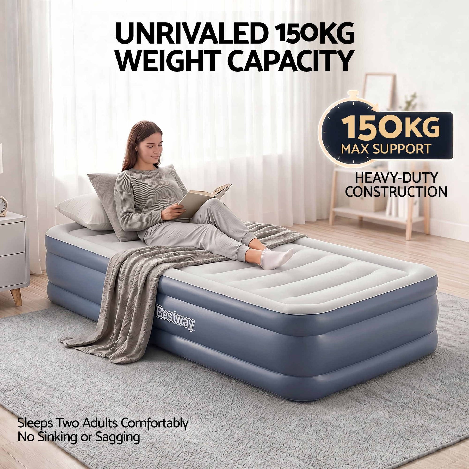 Bestway Mattress Air Bed Single Size 51CM Inflatable Camping Beds Home Outdoor - SportZone.co.nz