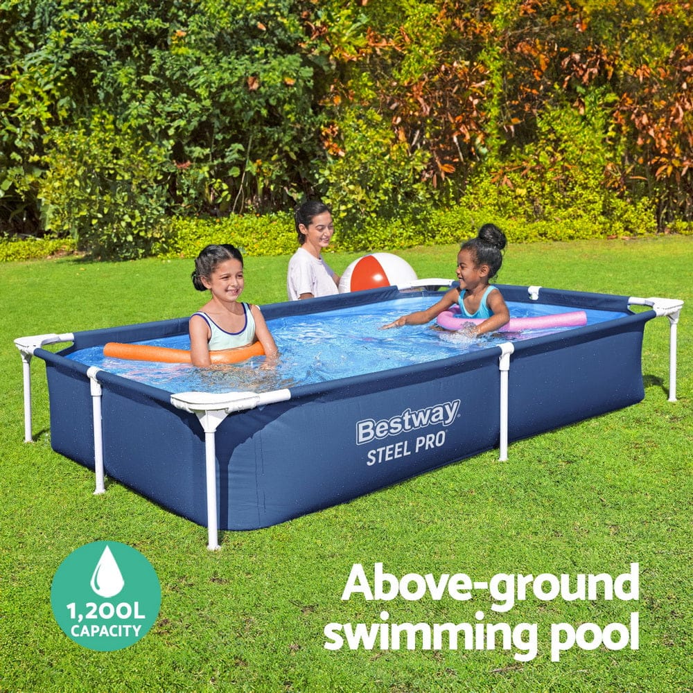 Bestway Swimming Pool 221x150x43cm Steel Frame Above Ground Pools 1200L - SportZone.co.nz
