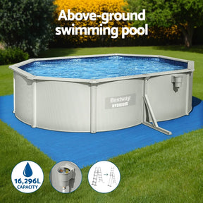 Bestway Swimming Pool 500x366x122cm Steel Frame Above Ground Pools Filter Pump Ladder 16296L - SportZone.co.nz