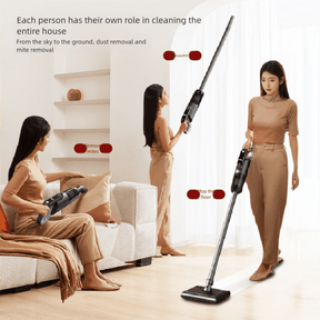 Black Wireless Stick Vacuum Cleaner with 14000Pa Suction, HEPA Filter & 350ml Water Tank for Wet Dry Cleaning, Ideal for Home Use - SportZone.co.nz
