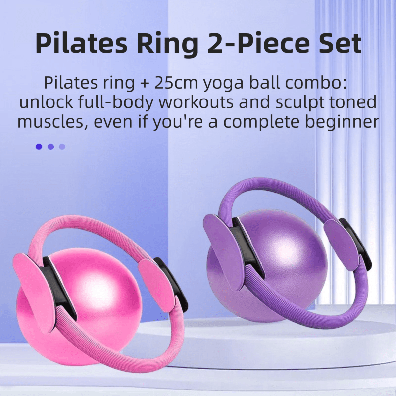 Blue Professional Pilates Ring & Yoga Ball Set - Multipurpose Home Fitness Equipment for Whole - Body Core Training & Pelvic Floor Strengthening - SportZone.co.nz