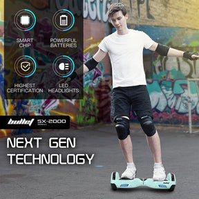 BULLET SX-2000 500W Self Balancing Hoverboard Scooter with LED Lights - Mint Green - SportZone.co.nz