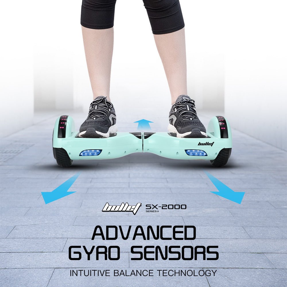 BULLET SX-2000 500W Self Balancing Hoverboard Scooter with LED Lights - Mint Green - SportZone.co.nz