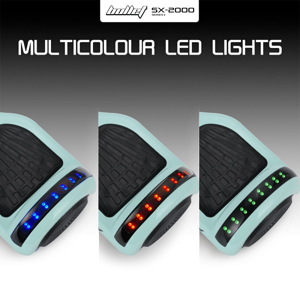 BULLET SX-2000 500W Self Balancing Hoverboard Scooter with LED Lights - Mint Green - SportZone.co.nz