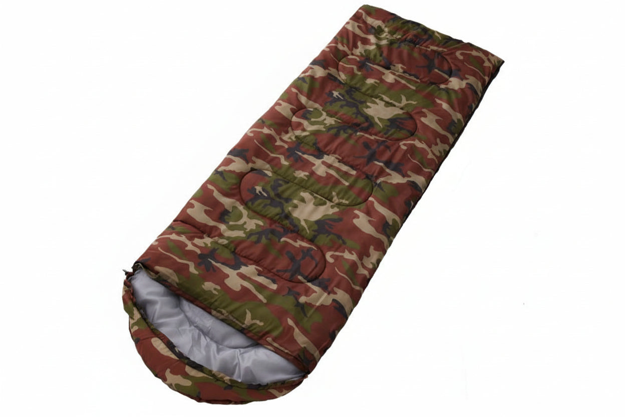 Camouflage 0.7kg Ultra - Lightweight Compact Sleeping Bag | Portable Outdoor Camping & Travel Gear | Breathable Warm Weather Sleep System - SportZone.co.nz