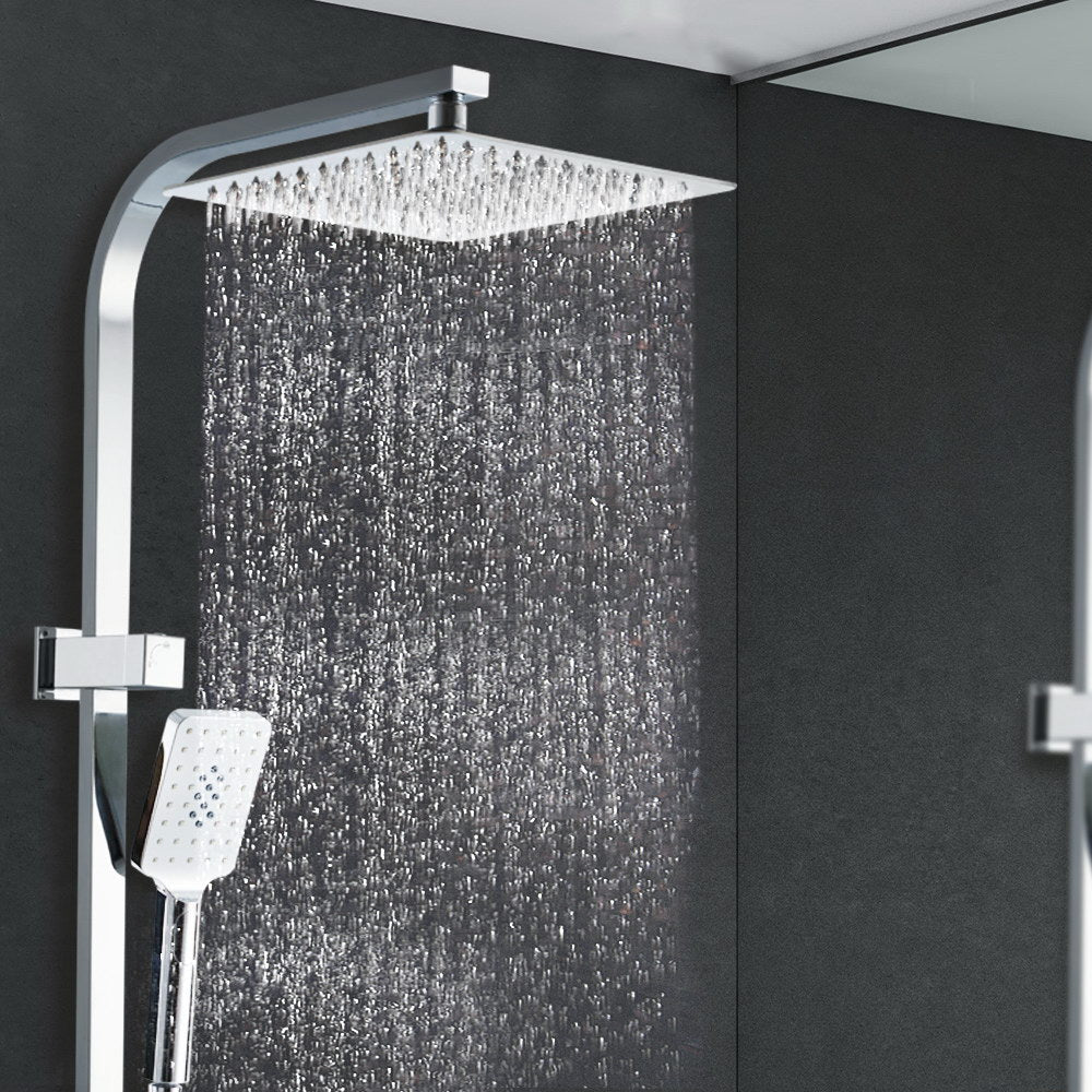 Cefito 10'' Rain Shower Head Set Handheld Square High Pressure Chrome - SportZone.co.nz