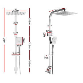Cefito 10'' Rain Shower Head Set Handheld Square High Pressure Chrome - SportZone.co.nz