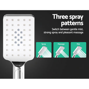 Cefito 10'' Rain Shower Head Set Handheld Square High Pressure Chrome - SportZone.co.nz