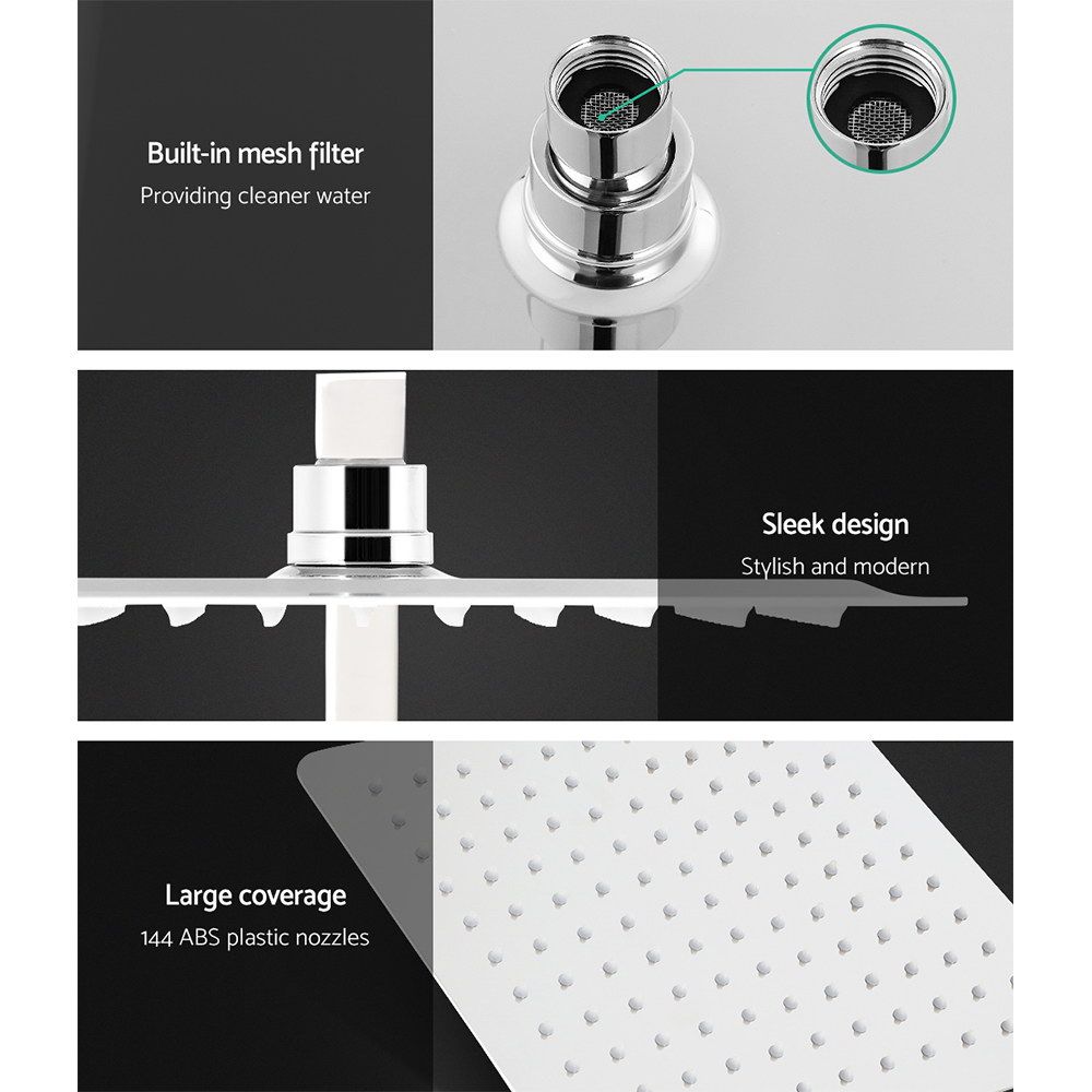 Cefito 10'' Rain Shower Head Set Handheld Square High Pressure Chrome - SportZone.co.nz