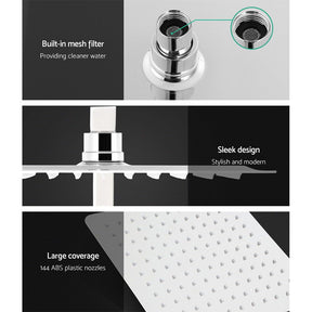 Cefito 10'' Rain Shower Head Set Handheld Square High Pressure Chrome - SportZone.co.nz