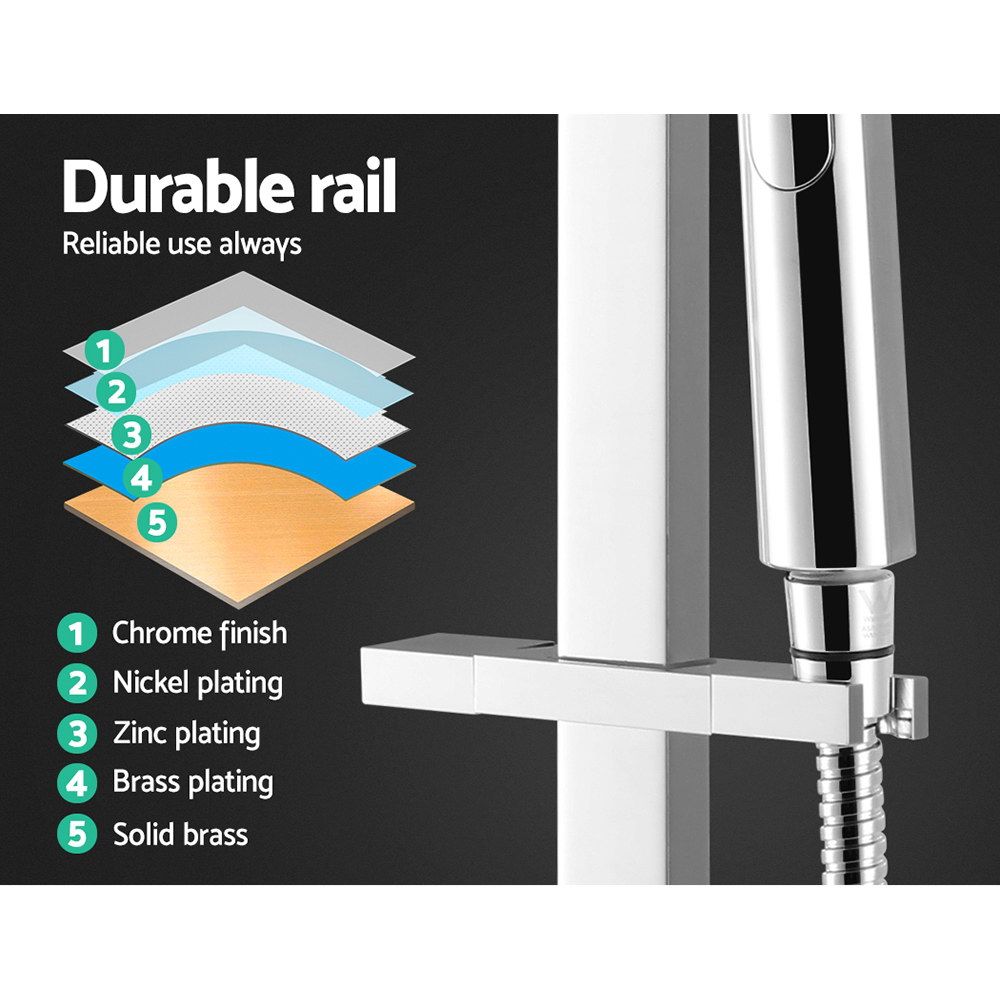 Cefito 10'' Rain Shower Head Set Handheld Square High Pressure Chrome - SportZone.co.nz