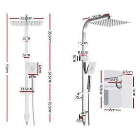Cefito 10'' Rain Shower Head Set Handheld Square High Pressure Mixer Tap Chrome - SportZone.co.nz