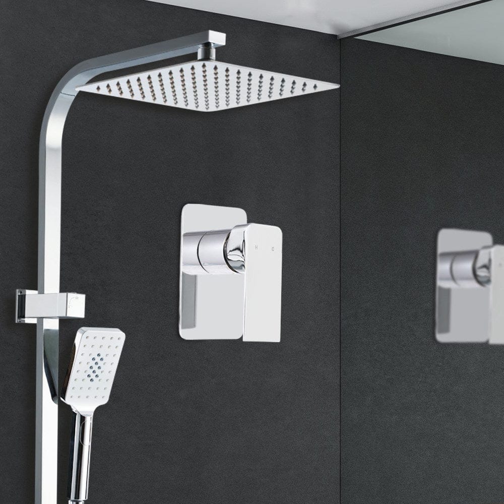 Cefito 10'' Rain Shower Head Set Handheld Square High Pressure Mixer Tap Chrome - SportZone.co.nz
