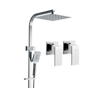 Cefito 10'' Rain Shower Head Set Handheld Square High Pressure Twins Tap Chrome - SportZone.co.nz