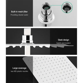 Cefito 10'' Rain Shower Head Set Handheld Square High Pressure Twins Tap Chrome - SportZone.co.nz
