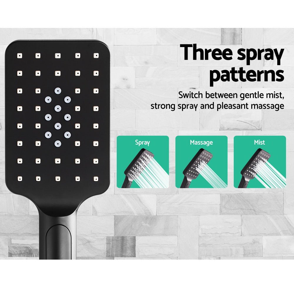 Cefito 8'' Rain Shower Head Set Handheld Square High Pressure Black - SportZone.co.nz