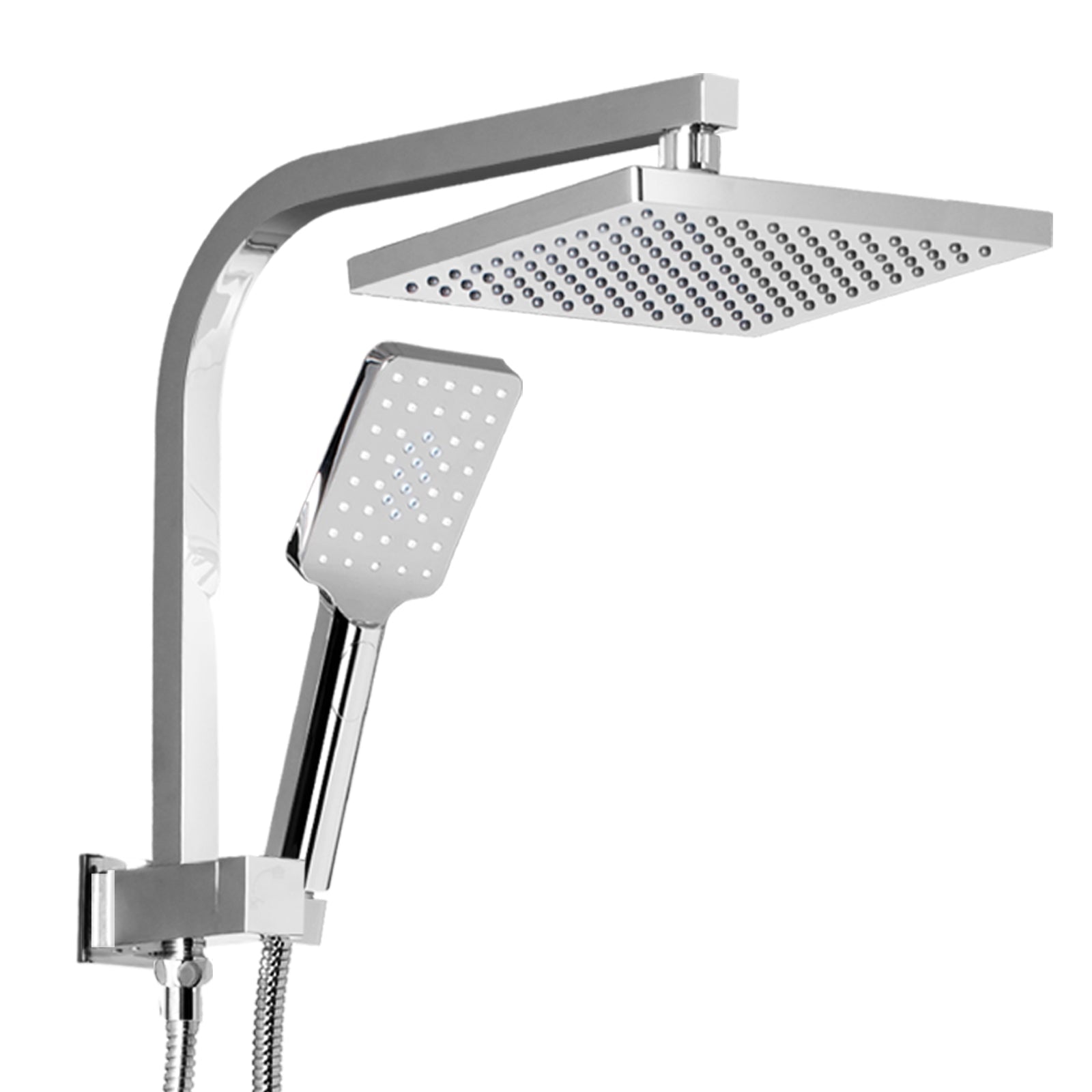 Cefito 8'' Rain Shower Head Set Handheld Square High Pressure Chrome - SportZone.co.nz