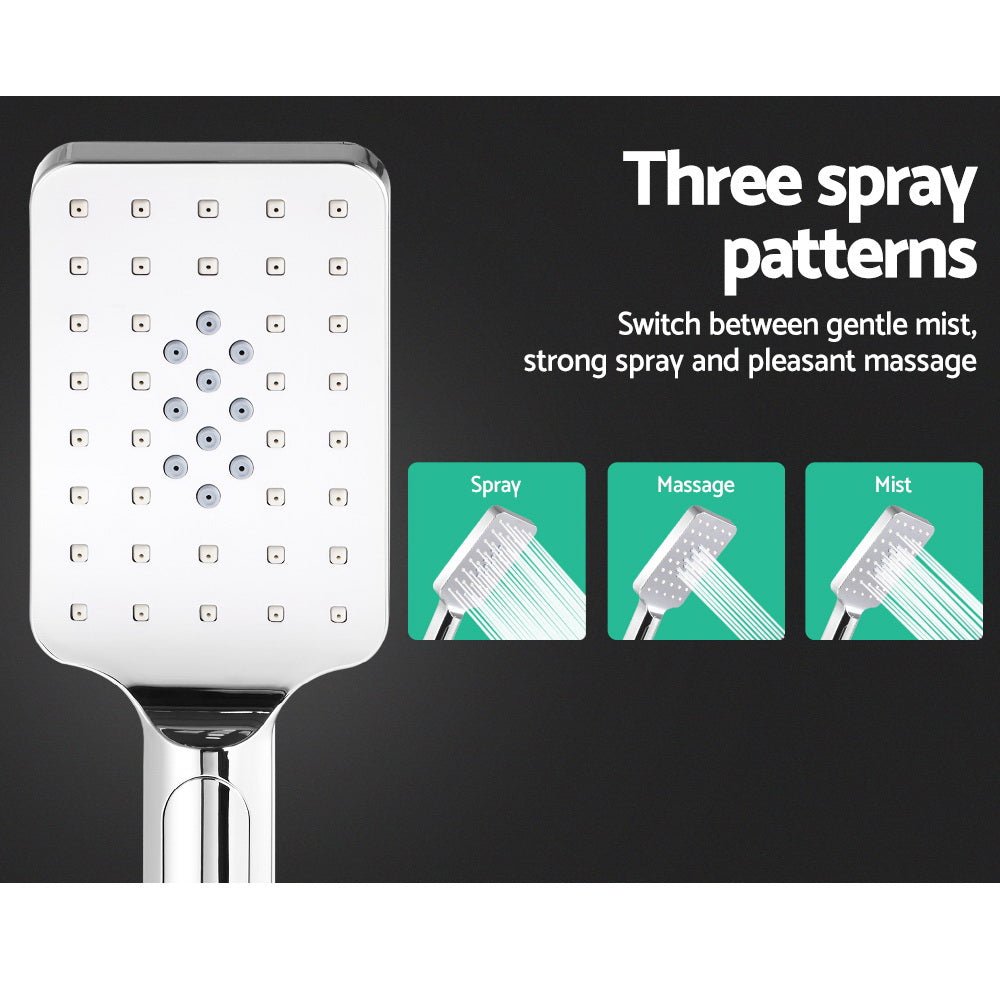 Cefito 8'' Rain Shower Head Set Handheld Square High Pressure Chrome - SportZone.co.nz